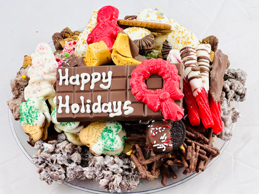 New! Happy Holiday Plater- including personalized chocolate bar