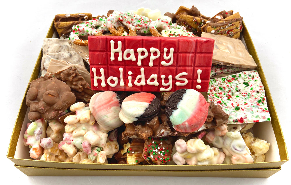Heavenly Holiday Box including personalized chocolate bar message