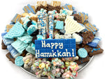 Hanukkah platter including personalized chocolate bar