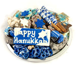 Hanukkah platter including personalized chocolate bar