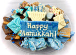Hanukkah platter including personalized chocolate bar