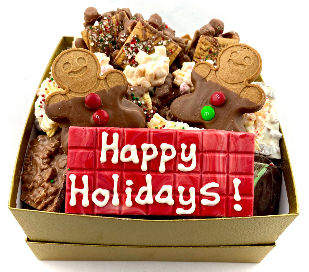 Heavenly Holiday Box including personalized chocolate bar message