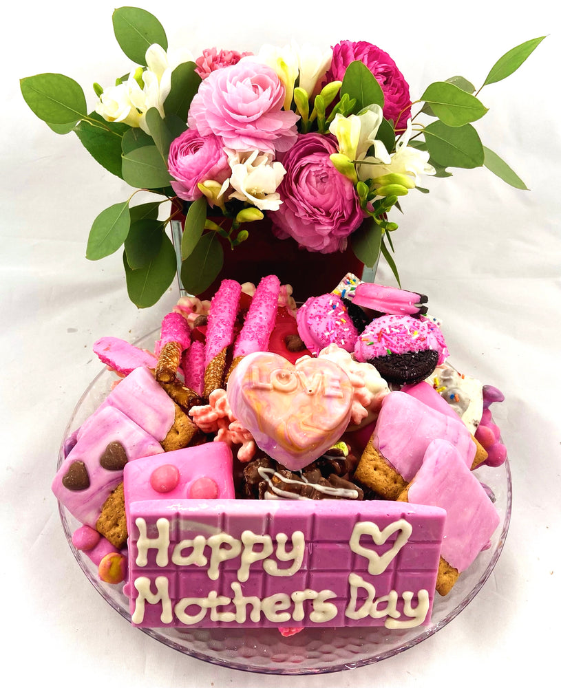 Mother's Day Chocolate Platter and Flower Combo